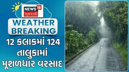 Gujarat Rain Update | 12 કલાકમાં 124 તાલુકામાં મૂશળધાર વરસાદ | Monsoon | Heavy Rain | News18