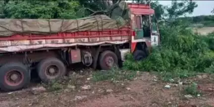 కళ్యాణదుర్గం: దాసం పల్లి గ్రామ సమీపంలో కారును తప్పించబోయి రోడ్డు పక్కకు దూసుకెళ్లి చెట్టును ఢీకొన్న లారీ, డ్రైవర్‌కు గాయాలు