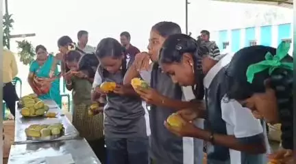 ಹನೂರು: ಮಾವಿನ ಹಣ್ಣು ತಿನ್ನೋ ಸ್ಪರ್ಧೆ, ಚಿಂಚಳ್ಳಿಯಲ್ಲಿ ಮಾವಿನಹಣ್ಣು ತಿಂದು ತೇಗಿದ ವಿದ್ಯಾರ್ಥಿಗಳು