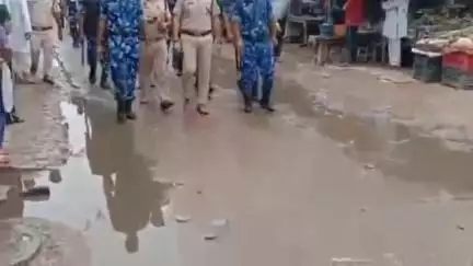 पलवल: पलवल पुलिस व रैपिड एक्शन फोर्स का हसनपुर व होडल थाना क्षेत्र में संयुक्त रूप से रूट मार्च जारी