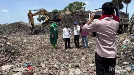 కరీంనగర్: నగరంలో మైనింగ్ ప్రాజెక్ట్ కాంట్రాక్ట్ కంపెనీ ప్రతినిధులతో డంపింగ్ యార్డ్‌ను సందర్శించిన డంపింగ్ బాధితుల JAC సభ్యులు