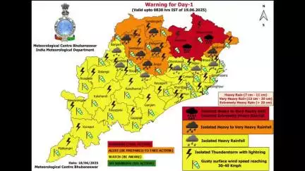 ନୂଆପଡା: ବର୍ଷାକୁ ଦୃଷ୍ଟିରେ ରଖି ୧୯ ତାରିଖ ସକାଳ ୮ ଟା ୩୦ ପର୍ଯ୍ୟନ୍ତ ଜିଲ୍ଲାକୁ ୟେଲୋ ୱାର୍ଣ୍ଣିଂ
