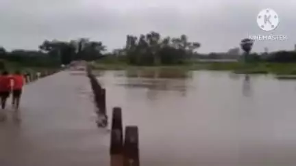 বাঁকুড়া ২: অবিরাম বৃষ্টির ফলে মানকানালি সেতুর বিপদসীমার উপর দিয়ে গন্ধেশ্বরী নদীর জল বয়ে চলেছে যার ফলে জীবনের ঝুঁকি মানুষের