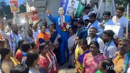 భర్త అరెస్ట్ కావడంతో భార్య నిరసన