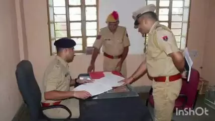 सज्जनगढ़: सज्जनगढ़ पुलिस थाने का वार्षिक निरीक्षण जिला पुलिस अधीक्षक हर्षवर्धन अगरवाला ने किया