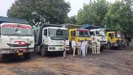 खातेगांव: परिवहन विभाग ने नेमावर में पाँच डंपरों के खिलाफ की कार्रवाई