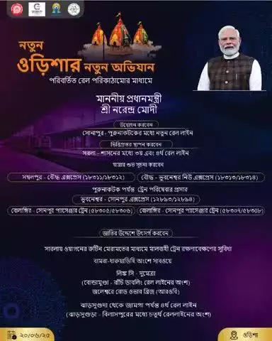 নতুন ওড়িশার নতুন অভিযান
পরিবর্তিত রেল পরিকাঠামোর মাধ্যমে
#RailInfra4Odisha