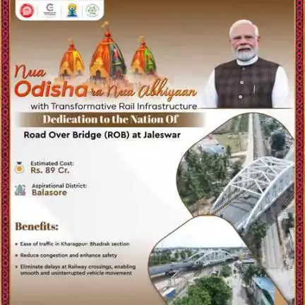 Powering up rail infrastructure in Odisha, the Hon’ble Prime Minister, Shri Narendra Modi, will dedicate the Road Over Bridge (ROB) at Jaleswar to the nation.  #RailInfra4Odisha