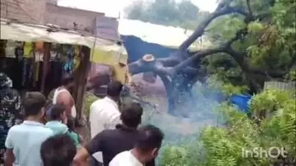 मनिया: बसई नवाब गांव में एक घर के बाहर टूटकर गिरा विशाल पेड़, शौचालय हुए ध्वस्त व बाइक हुई क्षतिग्रस्त