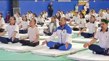 धर्मशाला: धर्मशाला में मनाया गया राज्यस्तरीय अंतरराष्ट्रीय योग दिवस, खेल मंत्री यादविंदर गोमा रहे मौजूद