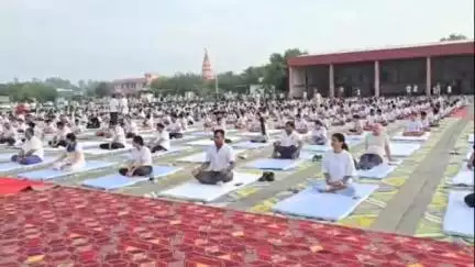झज्जर: झज्जर बस स्टैंड परिसर में विश्व योग दिवस पर आयोजित कार्यक्रम में भाग लेने आए थे कृष्णा मिड्डा