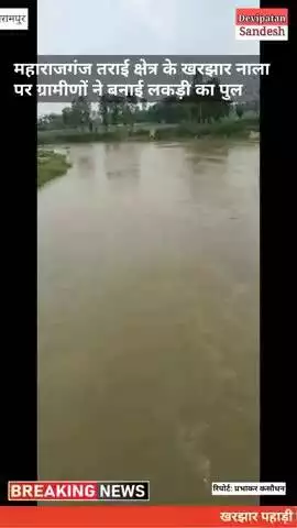 नदी पर आवागमन के लिए ग्रामीणों ने बनाया लकड़ी का पुल