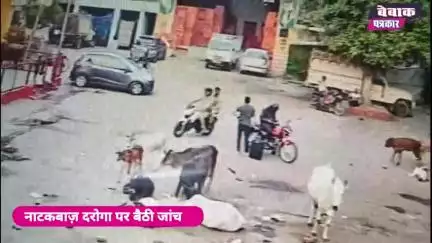 पुलिस ने बदमाश को भगाया, वीडियो वायरल