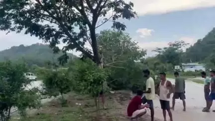 বঙাইগাঁও ভাগ: চাপৰাকাটাত পথ দুৰ্ঘটনা, গছত খুন্দা মৰাৰ ফলত মালবাহী ট্ৰাক বাগৰি পৰে, ঘটনাস্থলীত উপস্থিত আৰক্ষী