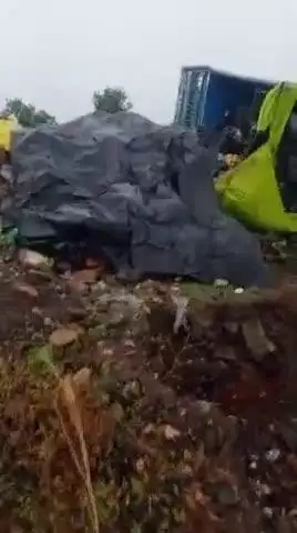 चंदेरी: चंदेरी-मुगावली रोड पर पलटी पिकअप, ड्राइवर सुरक्षित, ऑल इंडिया ड्राइवर कल्याण संघ के कार्यकर्ता पहुंचे