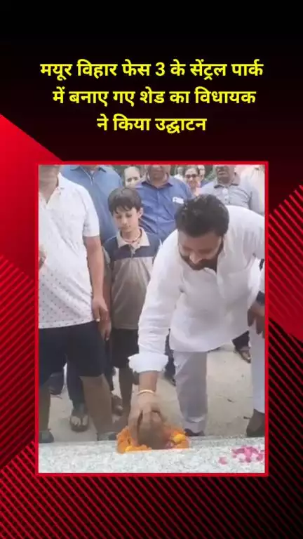 मयूर विहार: मयूर विहार फेस 3 के सेंट्रल पार्क में बने शेड का विधायक ने किया उद्घाटन