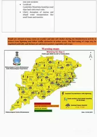 ମାଲକାନଗିରି: ଜିଲ୍ଲାରେ ଆସନ୍ତା ୨୪ ଦିନ ବର୍ଷା ପବନ ଓ ଘଡଘଡି ହେବାର ପୂର୍ବାନୁମାନ କରି ରାଜ୍ୟ ପାଣିପାଗ ବିଭାଗ ପକ୍ଷରୁ ୟେଲୋ ୱାରନିଙ୍ଗ ଜାରି କରାଯାଇଛି