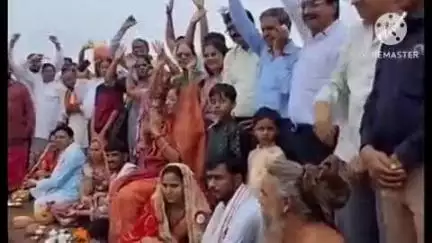 खरगौन: निमाड़ में रेल लाइन के लिए नर्मदा पूजन किया गया