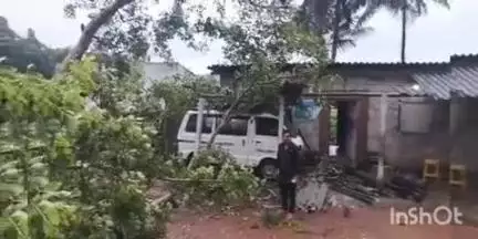 ಆಲೂರು: ಭಾರಿ ಗಾಳಿ ಮಳೆಗೆ ಕಾಗನೂರು ಗ್ರಾಮದ ಲಕ್ಷ್ಮಣ್ ಎಂಬುವರ ಮನೆ ಮೇಲೆ ಭಾರಿ ಗಾತ್ರದ ಮರ ಬಿದ್ದು ಅಪಾರ ಪ್ರಮಾಣದ ಹಾನಿ