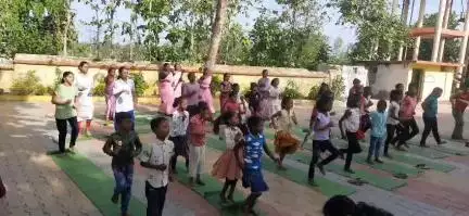 11 th international yoga day celebration Ayush dispensory soni Sub centre soni ZP school soni dist.Bhandara