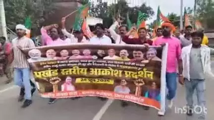 राजमहल: राजमहल प्रखंड क्षेत्र में भाजपा कार्यकर्ताओं ने जन आक्रोश रैली निकालकर किया विरोध प्रदर्शन