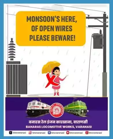 As the monsoon season approaches, all travellers are requested to be careful of any open/sparking wires. 

Do not go near them as it can be a major safety hazard.
#railminindia