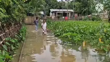 নগাঁও: এজাক বৰষুনতে ডুব গ'ল কঠিয়াতলী শগুণবাহী ৬ নম্বৰ লাইন,১২০ টা পৰিয়ালৰ চোতালত একাঁঠু পৰ্যন্ত পানী,মন্তব্য ভুক্তভোগীৰ
