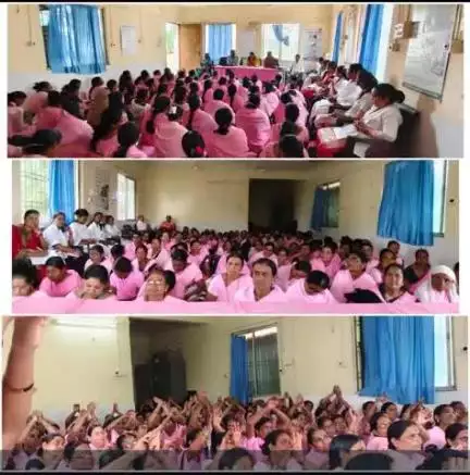 Monthly review meeting conducted at PHC YENEGUR. 
AAA - ANM, ANGANWADI WORKERS AND ASHA - combine meeting taken.
