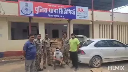 मुरैना: सिहोनियाँ थाना पुलिस ने ककनमठ तिराहे के पास 30 पेटी अवैध शराब के साथ एक आरोपी को किया गिरफ्तार