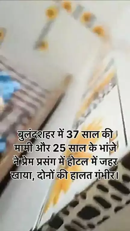#बुलंदशहर में 37 साल की मामी और 25 साल के भांजे ने प्रेम प्रसंग में होटल में जहर खाया