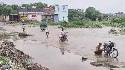 ગોધરા: શહેરના ગોંન્દ્રા વિસ્તારમાં આવેલ મેસરી નદીના કોઝવે પર થી વાહન ચાલકો જીવ ના જોખમે પસાર થતા નજરે પડ્યા #jansamasya