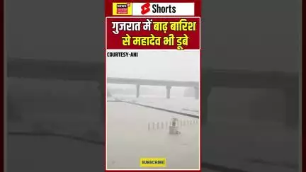 Shorts: गुजरात में बाढ़ बारिश से महादेव भी डूबे| Gujarat | Chikhli River | Viral Video | N18S |