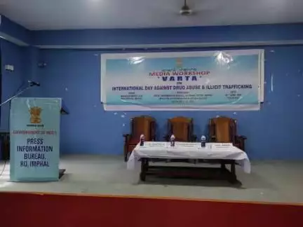 The stage is set for Media Workshop #Varta on the International Day Against Drug Abuse and Illicit Trafficking at Press Club, Imphal, organised by Press Information Bureau, Imphal.