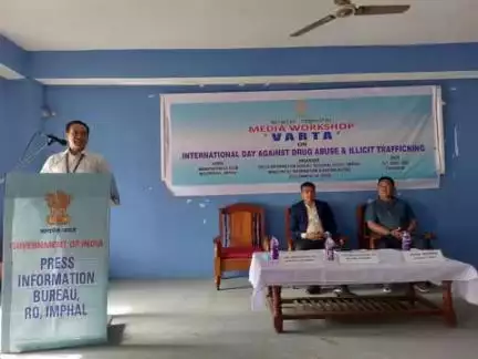 Media Workshop #Varta on the International Day Against Drug Abuse and Illicit Trafficking organised by PIB, Imphal is underway with the welcome address by Dr. Engam Pame, Director PIB, Imphal