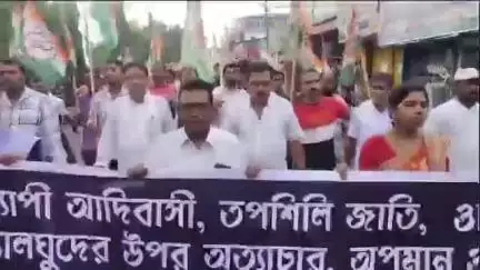 অমরপুর: তপশিলি জাতি, ওবিসি, সংখ্যালঘুদের উপর  অত্যাচার অপমান ও নির্যাতনের প্রতিবাদে উদয়পুরে কংগ্রেসের মিছিল