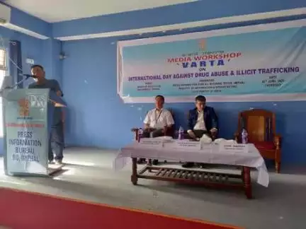 Asem Bhakta, President, AMWJU on Media Workshop #Varta on the International Day Against Drug Abuse and Illicit Trafficking organised by PIB, Imphal at Manipur Press Club, Imphal.