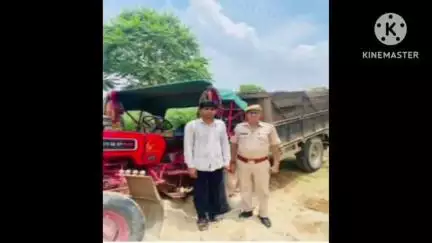 सवाई माधोपुर: सवाई माधोपुर थाना कुंडेरा के बनास नदी से अवैध बजरी परिवहन करते हुए ट्रैक्टर-ट्रॉली को ज़ब्त कर चालक को किया गिरफ्तार