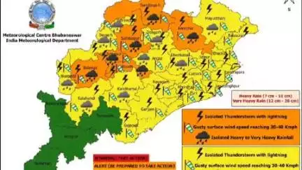 ବୌଦ୍ଧ ସଦର: ବର୍ଷା ଓ ପବନ ସହ ବଜ୍ରପାତକୁ ଦୃଷ୍ଟିରେ ରଖି ଆସନ୍ତାକାଲି ପାଇଁ ଜାରି ଅରେଞ୍ଜ ୱାର୍ଣ୍ଣିଂ ତାଲିକାରେ ରହିଛି ବୌଦ୍ଧ ଜିଲ୍ଲା