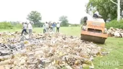 आष्टा: थाना जावर पुलिस ने 565 पेटी अवैध विदेशी शराब को किया नष्ट