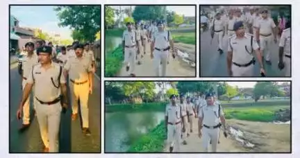दिनांक 26.6.25 को आगामी नगर परिषद उप निर्वाचन-2025 को शांतिपूर्ण मे सम्पन्न कराने बाँका थाना फ्लैग मार्च निकाला