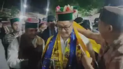 कल्पा: केंद्रीय संसदीय कार्य मंत्री किरेन रिजिजू पहुँचे कल्पा, लोगों ने किया भव्य स्वागत