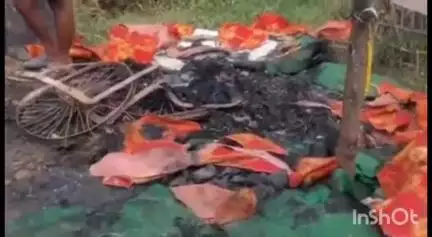 वारिसलीगंज: वारिसलीगंज के मसूदा गांव में टेंट पंडाल की दुकान में लगी आग, लगभग दो लाख का सामान जलकर हुआ राख