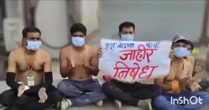 लातूर: झाडांची कत्तल,ग्रीन लातूर वृक्ष फाउंडेशने विठ्ठल विठ्ठल विठ्ठला हरीओम विठ्ठला म्हणत केले गुळमार्केट येथे अर्धनग्न आंदोलन