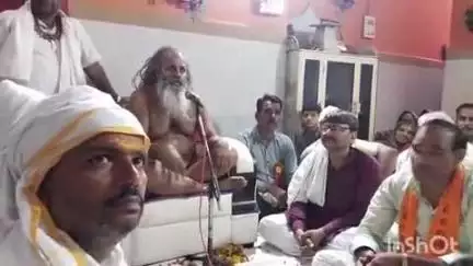 डबरा के देव धनी मंदिर में चल रही भागवत कथा में संत बालक दास महाराज और लोचनदास महाराज का आगमन