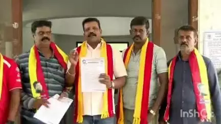 ಶಿವಮೊಗ್ಗ: ನಗರದಲ್ಲಿ ವಿವಿಧ ಬೇಡಿಕೆ ಈಡೇರಿಸುವಂತೆ ಆಗ್ರಹಿಸಿ ಕರವೇ ಸ್ವಾಭಿಮಾನಿ ಬಣದಿಂದ ಜಿಲ್ಲಾಧಿಕಾರಿಗೆ ಮನವಿ
