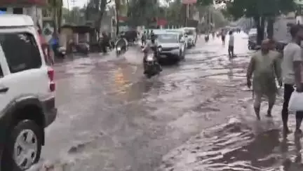 नारनौल: बरसाती पानी की निकासी न होने से परेशान पुल बाजार के व्यापारियों ने किया प्रदर्शन