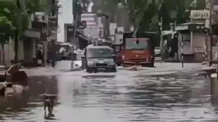 फतेहपुर: फतेहपुर शेखावाटी में तेज बरसात के बाद जल भराव, निचले इलाकों में दुकानों और मकानों में भरा पानी