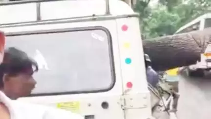 देहरादून: एफआरआई के पास हुए हादसे में एक जीप पर गिरा पेड़, एक की मौत और एक घायल