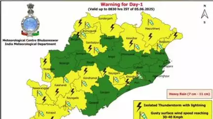 ସଦର: ଆସନ୍ତାକାଲି କଳାହାଣ୍ଡି ଜିଲ୍ଲାକୁ  ଝଡବର୍ଷା,ବଜ୍ରପାତ, ଝଡ଼ତୋଫାନ ସହ ପବନ ବହିବାର ନେଇ  ୟେଲୋ ୱାର୍ଣ୍ଣି ଜାରୀ