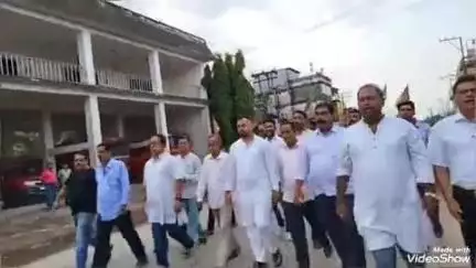 বিশালগড়: নকশালদের সমর্থন করায় CPI(M)-র বিরুদ্ধ বিশালগড়ের বাজারে ধিক্কার মিছিল করল BJP, উপস্থিত বিধায়ক
